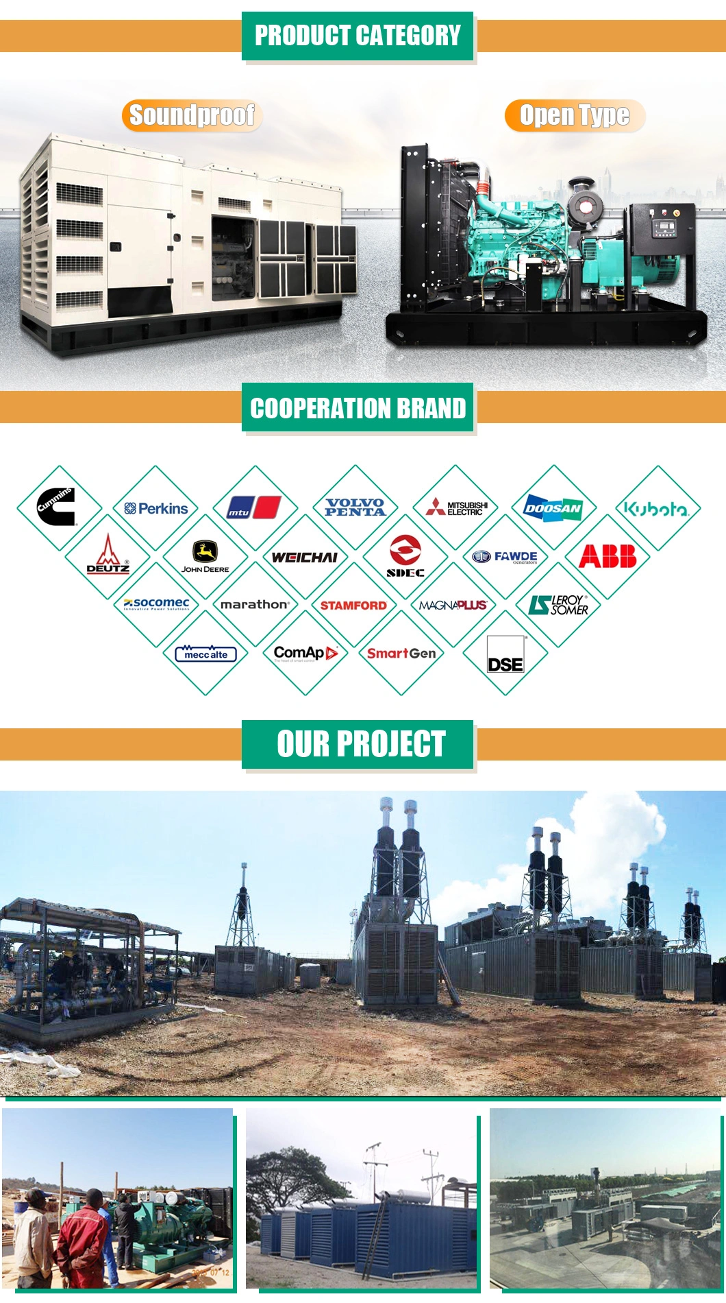 50Hz 625kVA Diesel Generator 625kVA Power Plant with Cummin Engine