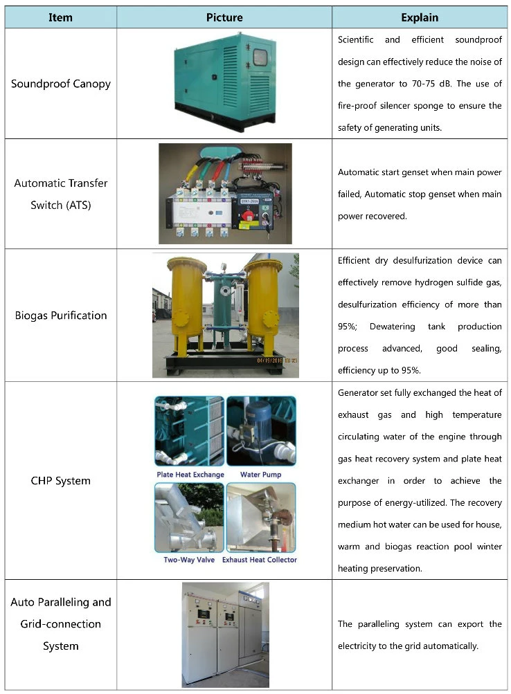 10kw 50kw 80kw 100kw 120kw 125kVA 150kw 200kw 250kw Standby Industrial Silent Natural Gas Biogas LPG Engine Generator